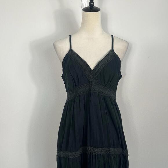 Jackpot Y2K Midi Dress Black Crochet Cottage Boho Granny Gypsy Fairy Size XL - Picture 2 of 6